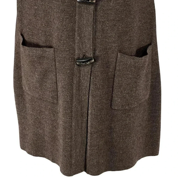 Ellen Tracy Women M Merino Wool Blend Cardigan Dress Toggle Buttons Pockets - Picture 8 of 16